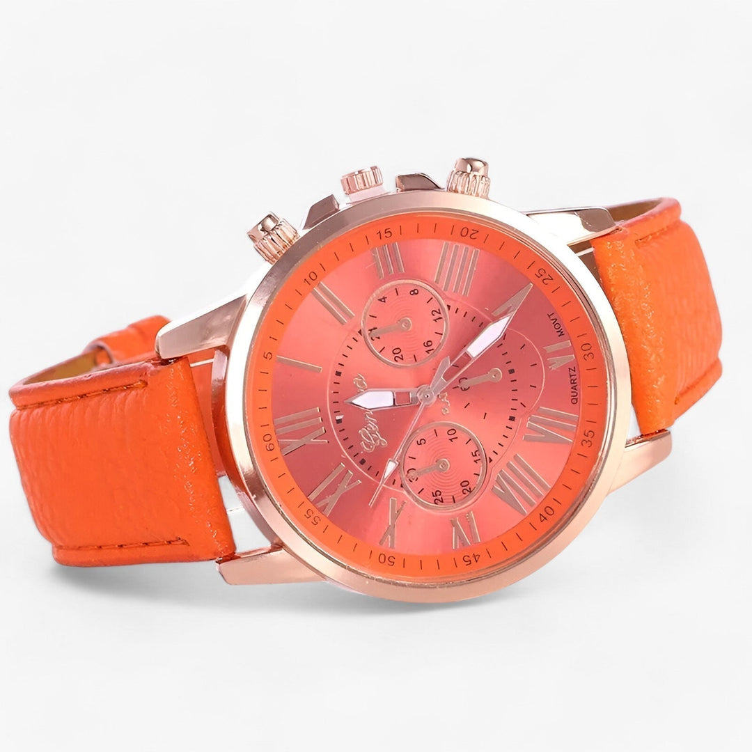 Camille Damenuhr mit wasserdichtem Lederarmbånd, 42mm
