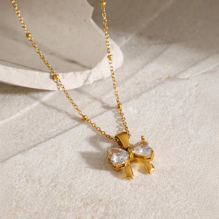 Skanto | Delikat Feminine Diamant Sløyfe Halskjede