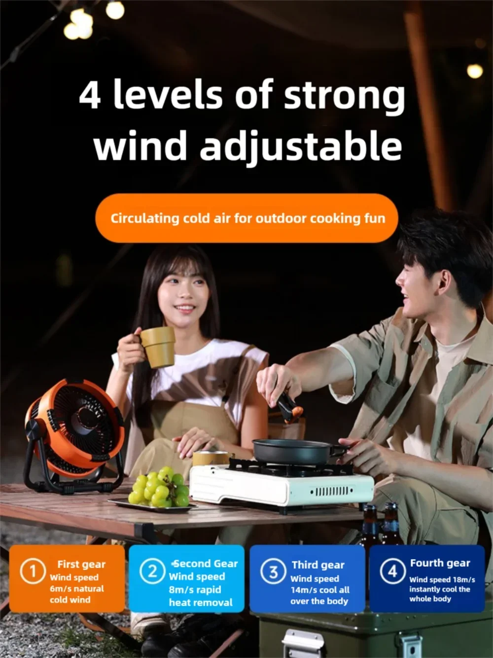 Norvo | AEROLIA NightCool | 4-i-1 Vifte & Nattlys | 20000mAh Batteri | Brukbar Hengende & Stående