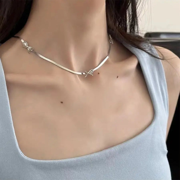 Skanto | Feminine Sløyfe Herringbone Halskjede og Armring