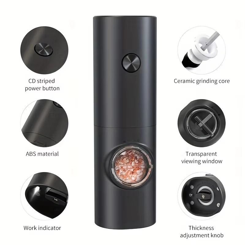 Skanto | Elektrisk pepper- og saltkvernsett med justerbar grovhet og LED-lys