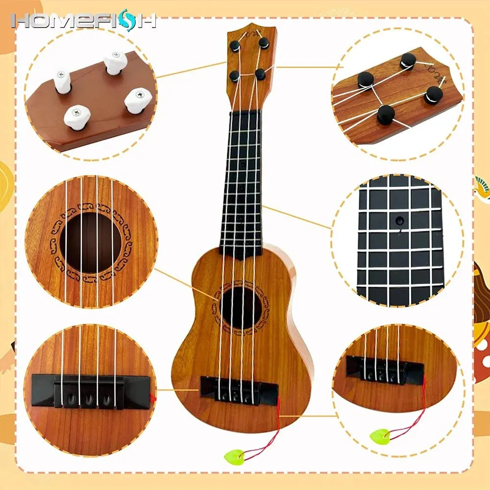 Pedagogisk Barne Ukulele Leke - Barnevennlig Gitar for Musikk Læring, Holdbar ABS Design, Unisex Gave for Aldersgruppe 3+  35 cm (13,7 tommer)