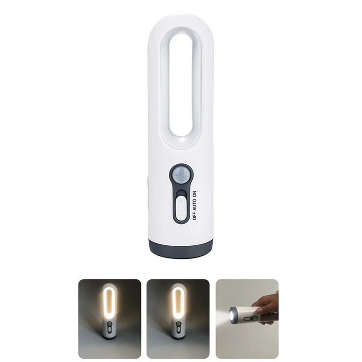 Skanto | LED nattlys med bevegelsessensor | 2-i-1 nattlys & lommelykt | Oppladbart & nødlys | Skumringssensor