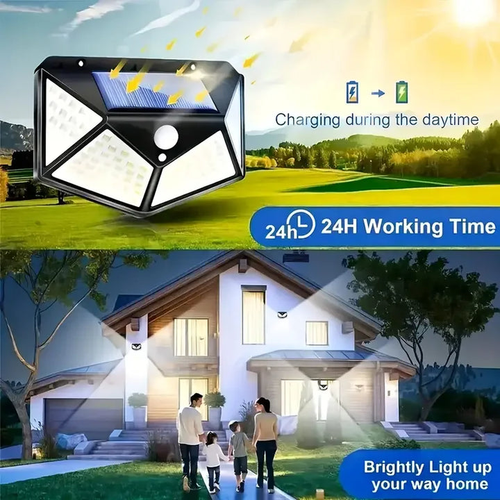 Solarvegglys Utendørs 100 LED med bevegelsessensor | Skanto