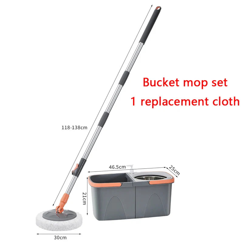 Norvo | Dual chamber mop with double chamber bucket | 138 cm rustfritt stål håndtak | 360° svingbart hode | For fliser, tre & laminat