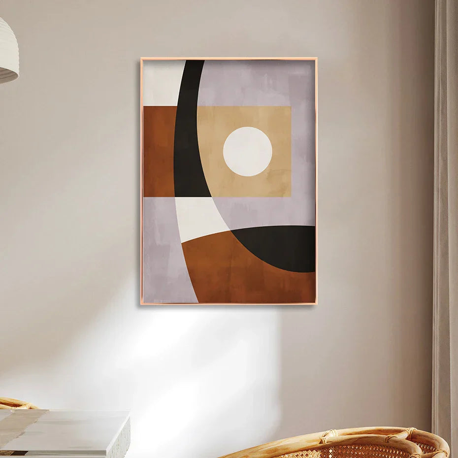 Modern Color Block Geometric Abstract Wall Art Fine Art Canvas Print Neutral Colors Picture for Living Dining Bedroom Art Decor | Skanto