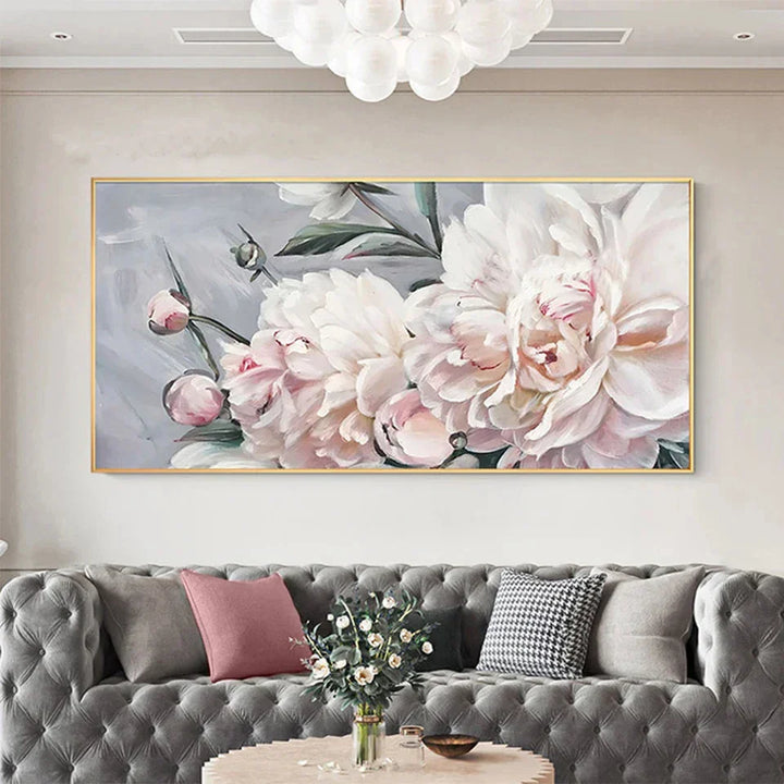 Large White Flower Abstract Wall Art Fine Art Canvas Prints Modern Botanical Pictures For Living Room Hotel Room Bedroom Art Decor | Skanto