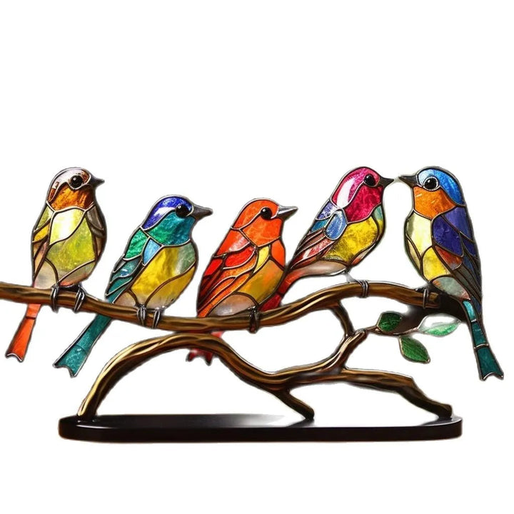 Skanto | Fargede Fugler På Gren Dekorativ Figur - ColorBirds