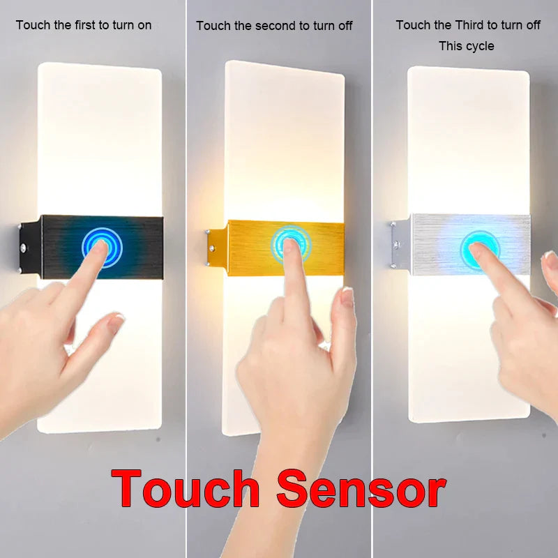 Norvo | Vegglampe med bevegelsessensor, tegning, aluminium, akryl, dekorasjon, belysning, vegglampe, interiør, kjøkken, soverom, gang, korridor