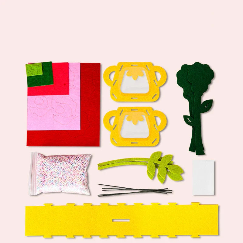 Håndlaget Montessori Blomsterhåndverkssett - DIY Fargerike Blomsterpottelekler for Barn, Kreativ Tidlig Læringsgave