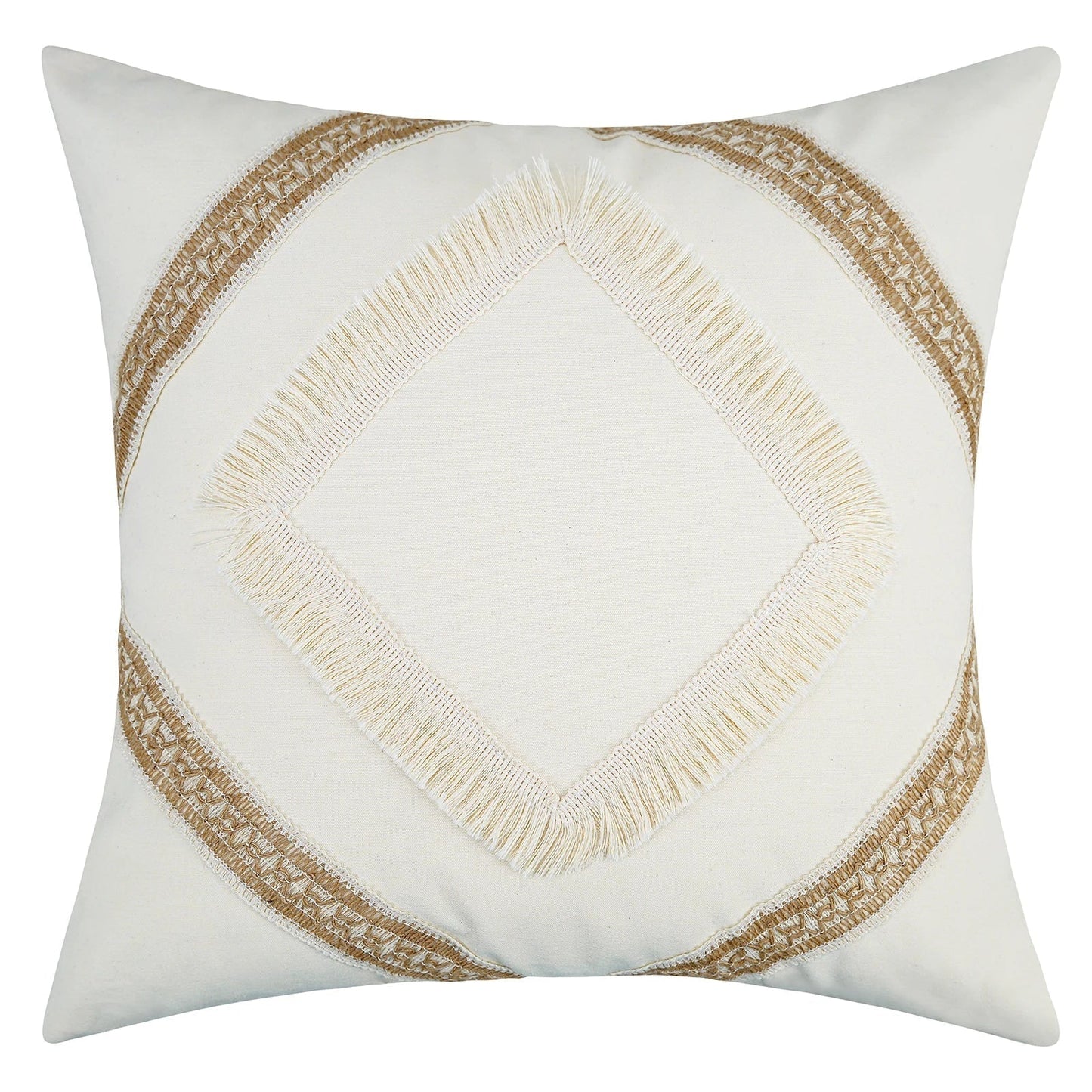Beige Putetrekk med Geometrisk Mønster i Boho Stil – Dekorativ Sofa Putetrekk for Stue og Soverom, Koselig Hjem Deko
