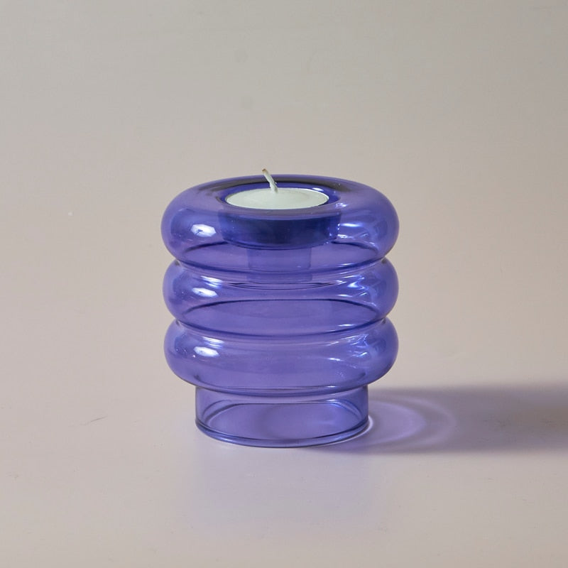 Skanto | Glas-Spiral-Kerzenhalter | Modernes Dekorationsdesign | Mehrfarbig