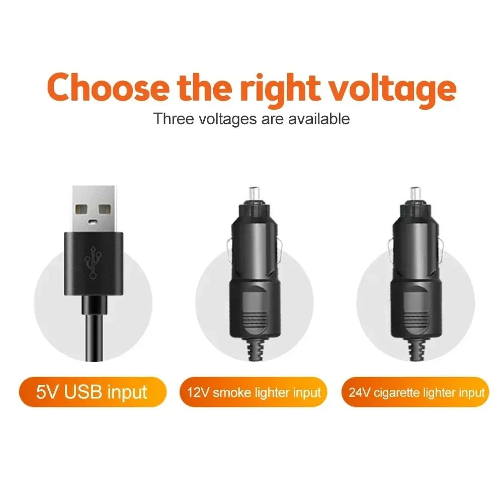 360° Justerbar 3-Hode Bilvifte USB/12V/24V – AirFlow | Skanto
