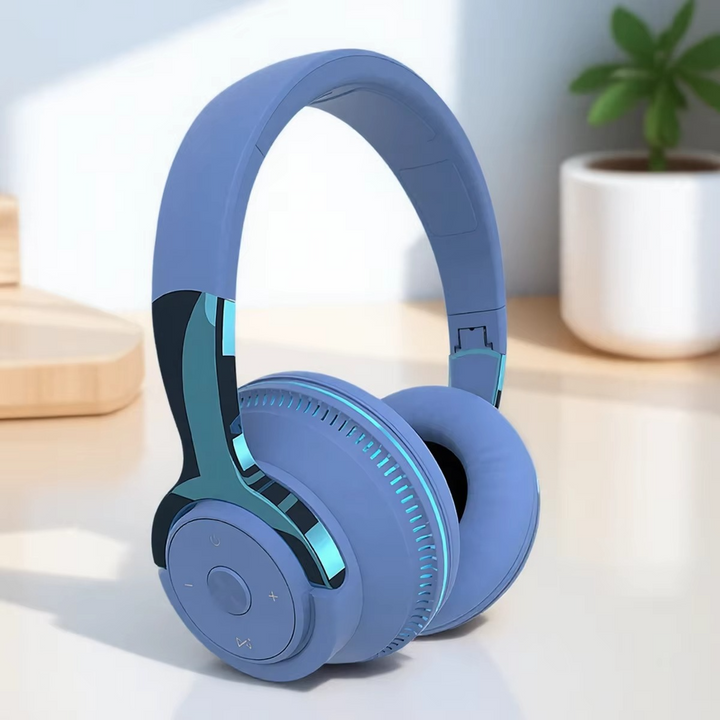 Skanto | Sammenleggbar Bluetooth 5.1 Trådløs Stereo Hodetelefon med Mikrofon for Mobil og Nettbrett