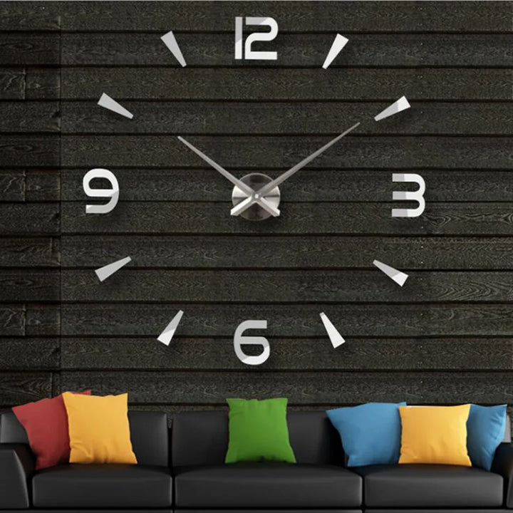 Large DIY 3D Mirror Acrylic Wall Clock for Kitchen, Dining Room, Living Room | Skanto