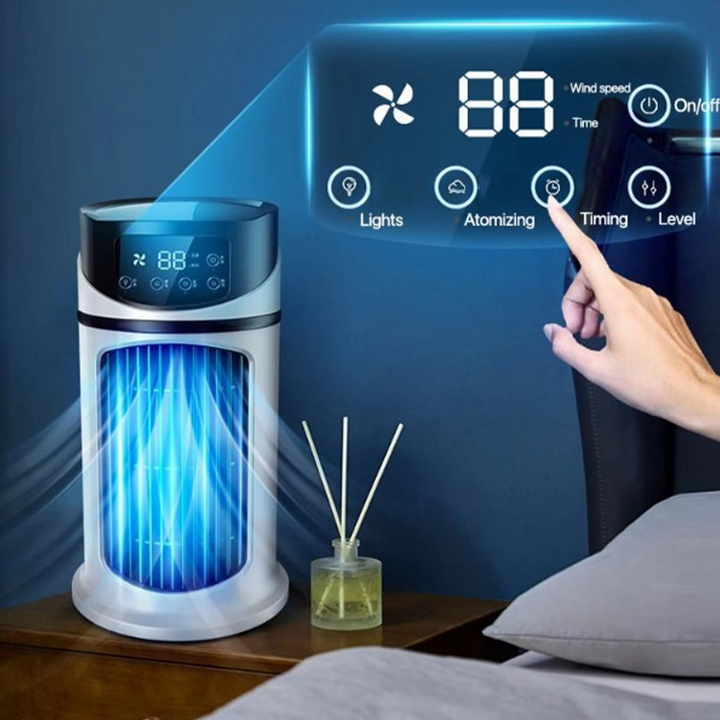 Skanto | Bærbar luftkjølervifte med luftfukter og støvfilter – USB-drevet mini AC for hjemmet og kontoret