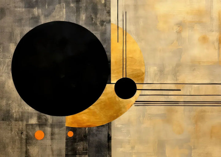 Modern Fluid Geometry Black Gold Abstract Wall Art Fine Art Canvas Prints Pictures For Living Room Dining Room Home Office Decor | Skanto