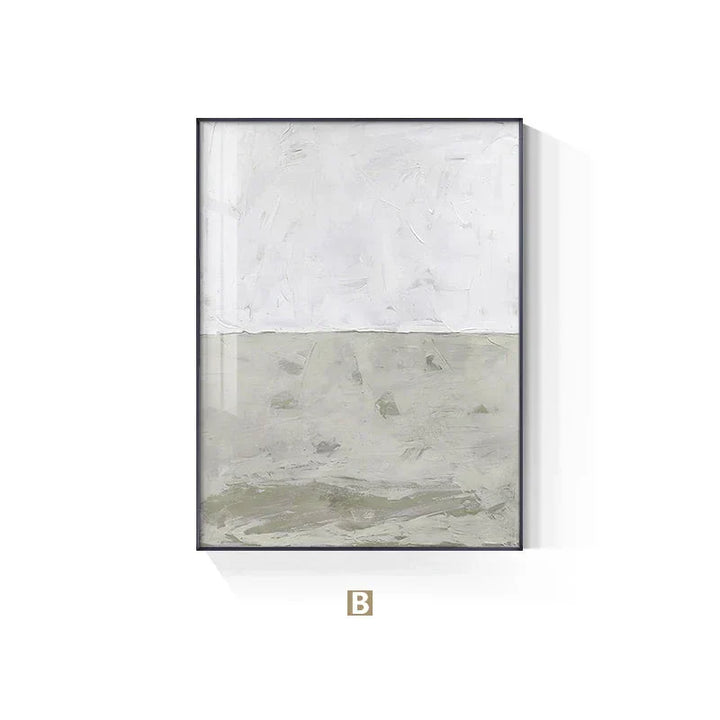 Minimalistisk beige-grå fargeblokk abstrakt veggkunst Fine Art lerretstrykk bilder for moderne leiligheter stue soverom moderne interiør | Skanto