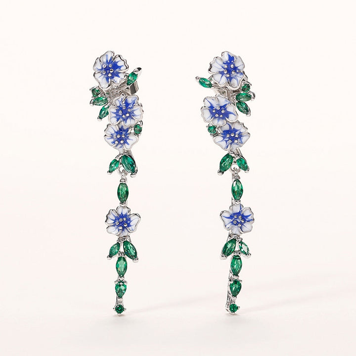 Skanto | Vintage Blå Blomst Dangle Øredobber