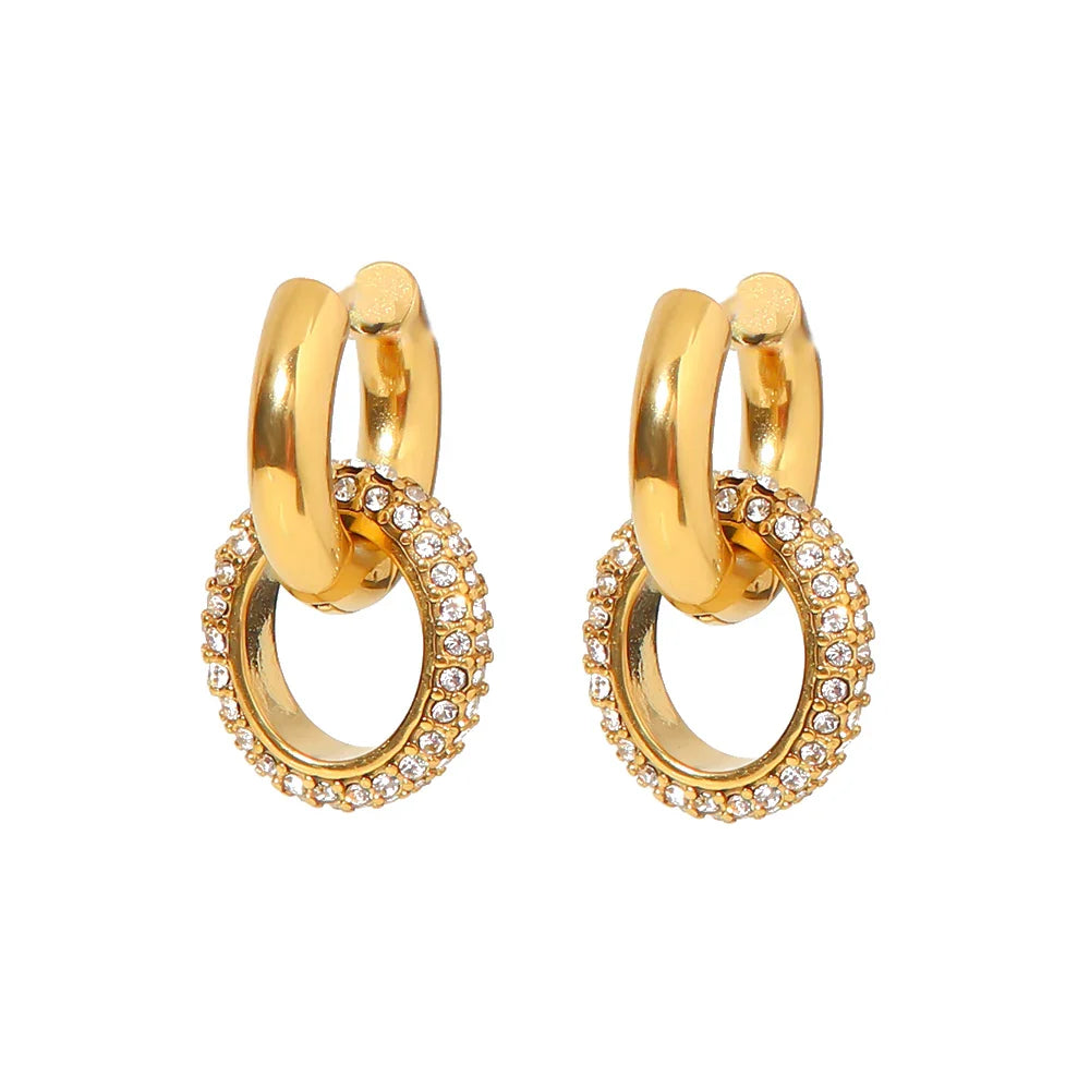 Skanto | 18k Dainty Huggie Diamant Dangle Øredobber