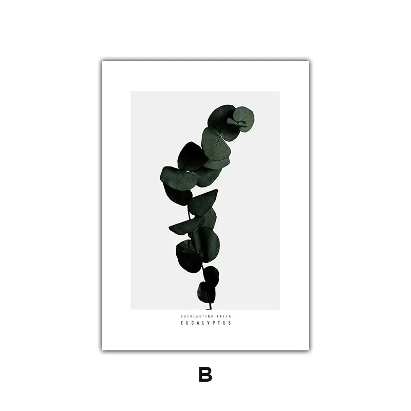 Minimalist Green Leaves Modern Botanical Specimen Wall Art Artistic Canvas Prints Gallery Wall Pictures For Living Room Dining Room Art Decor | Skanto