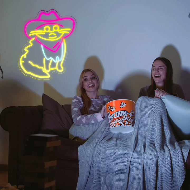Skanto | USB-Drevet Katt Cowboy Neon Lys - Perfekt for Soverom, Spillrom og Fester