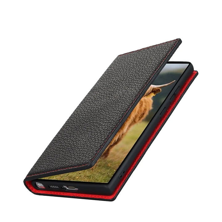 ekte lær lommebokdeksel for Samsung Galaxy S23 Ultra Skanto