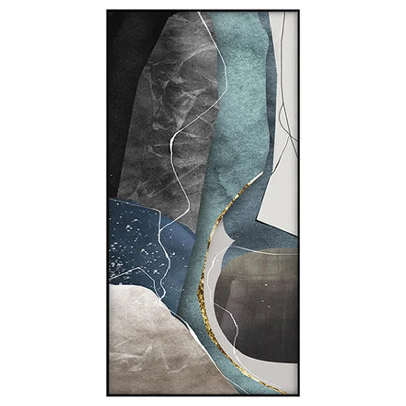Large Sizes Grey Blue Green Nordic Geometric Abstract Wall Art Canvas Prints | Skanto