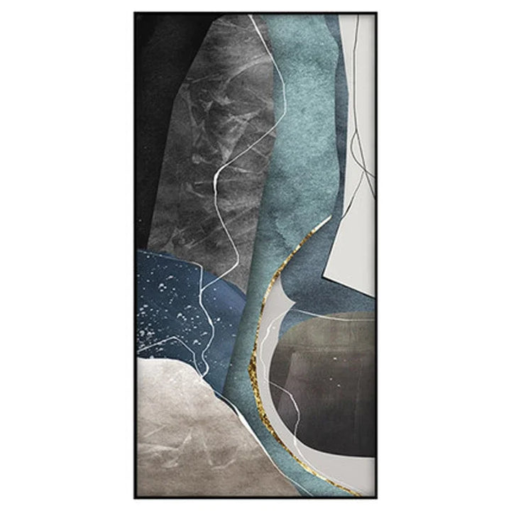 Large Sizes Grey Blue Green Nordic Geometric Abstract Wall Art Canvas Prints | Skanto