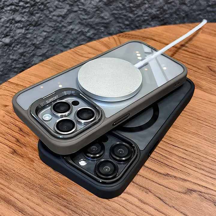 Skanto | Magnetisk Sjokkbestandig Magsafe Mobildeksel Stativ Glass Linsebeskytter Deksel
