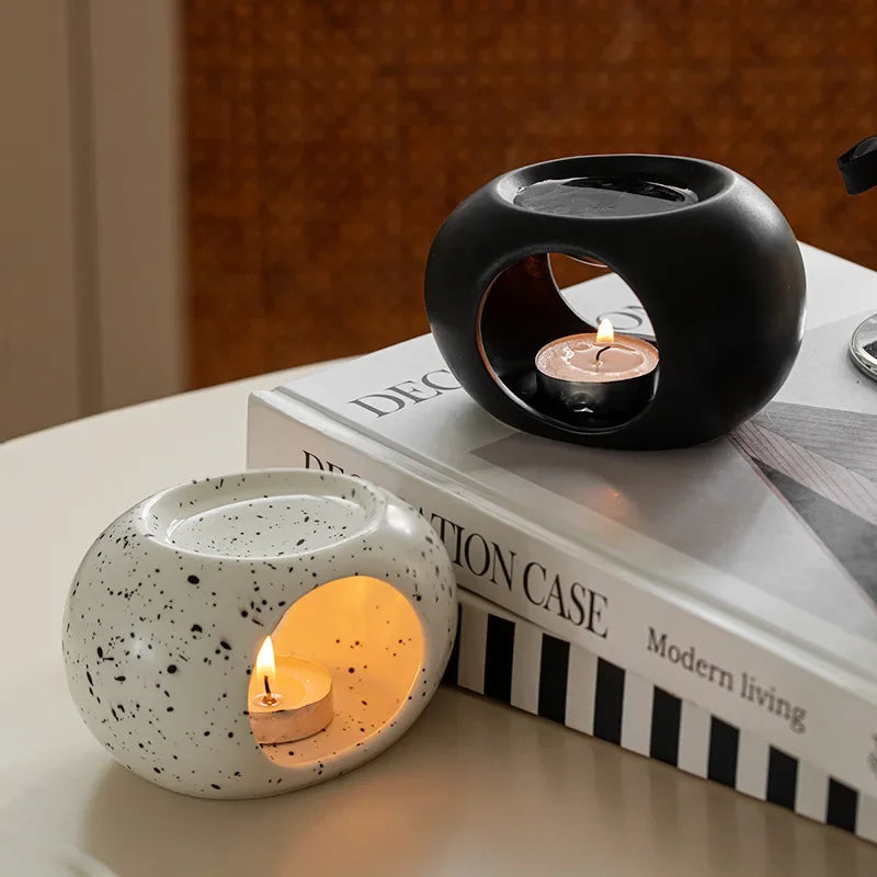 Skanto | Aroma Oven Scentura | Svart Keramisk Duftdiffuser | For Essensielle Oljer & Røkelsespinner | Spa & Hjem