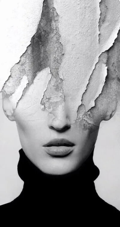 Modern Abstract Portrait Superposition Landscape Wall Art Canvas Print B&W Art for Modern Living Room Entryway Foyer Decor (Unframed) | Skanto