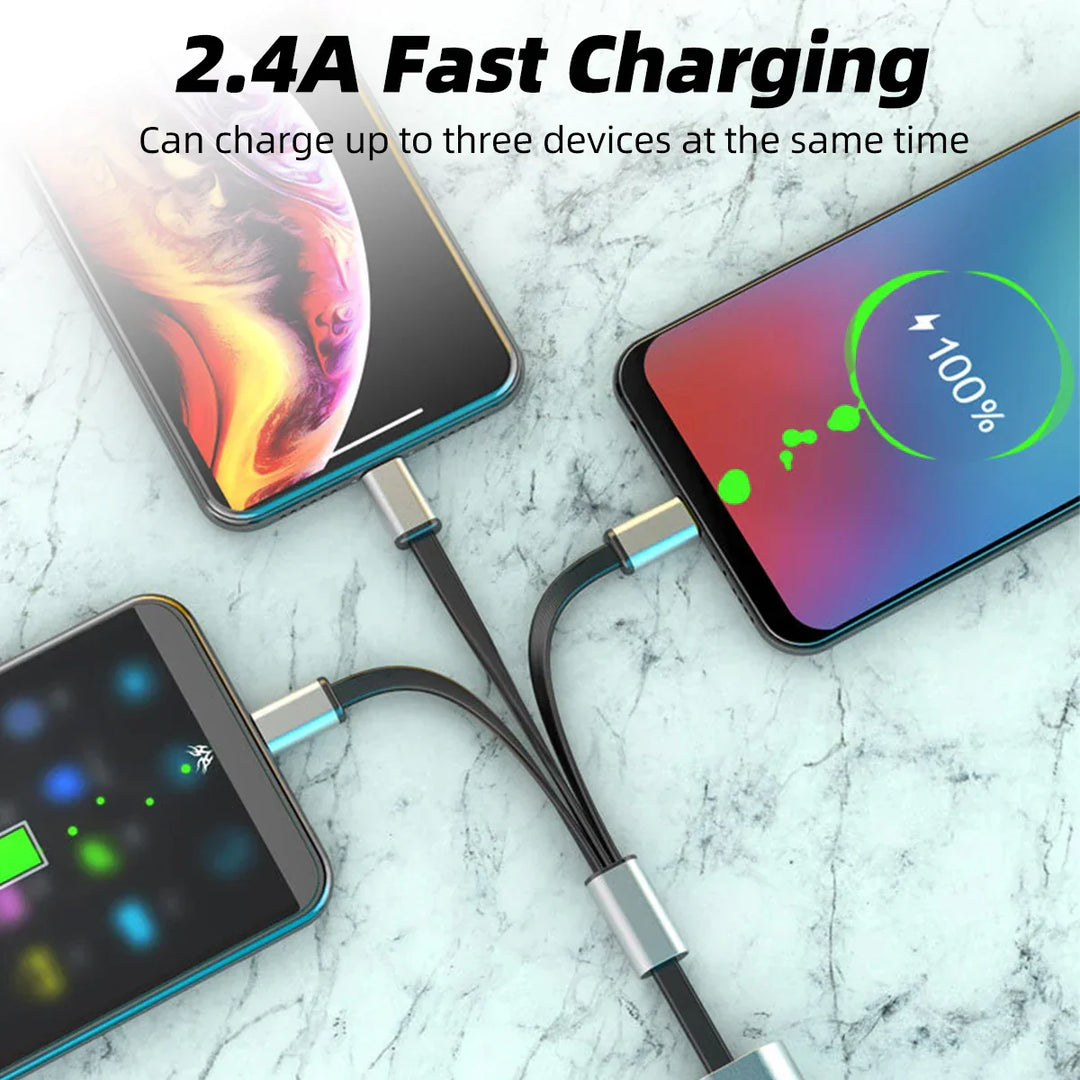 Skanto | 3i1 Metall Anti-Ripe Rask USB Smart Lading Kabel