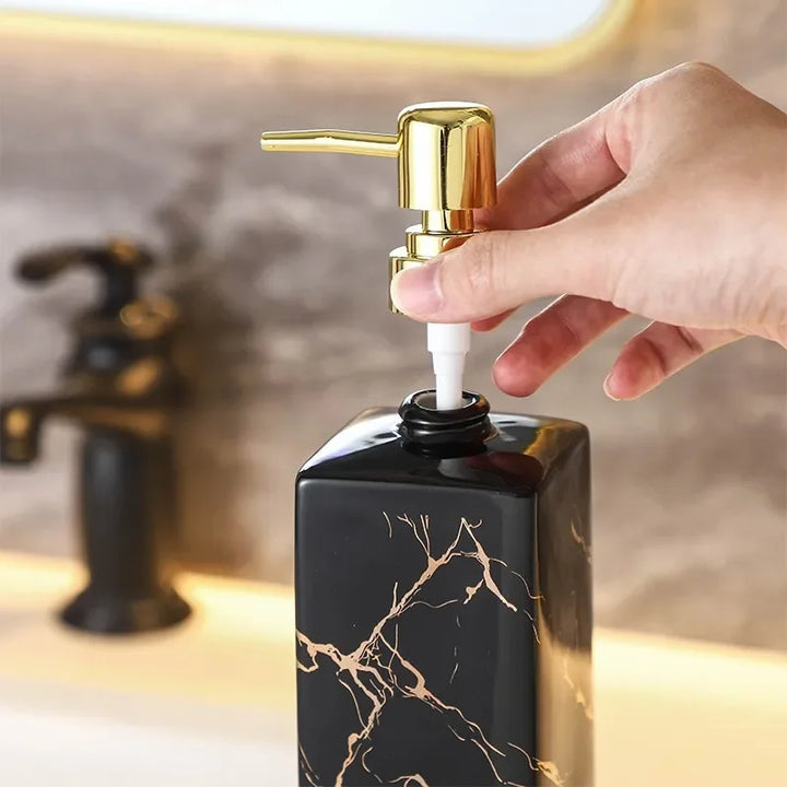 Marmor Keramisk Såpe- og Sjampo Dispenser - Modern Design | Skanto