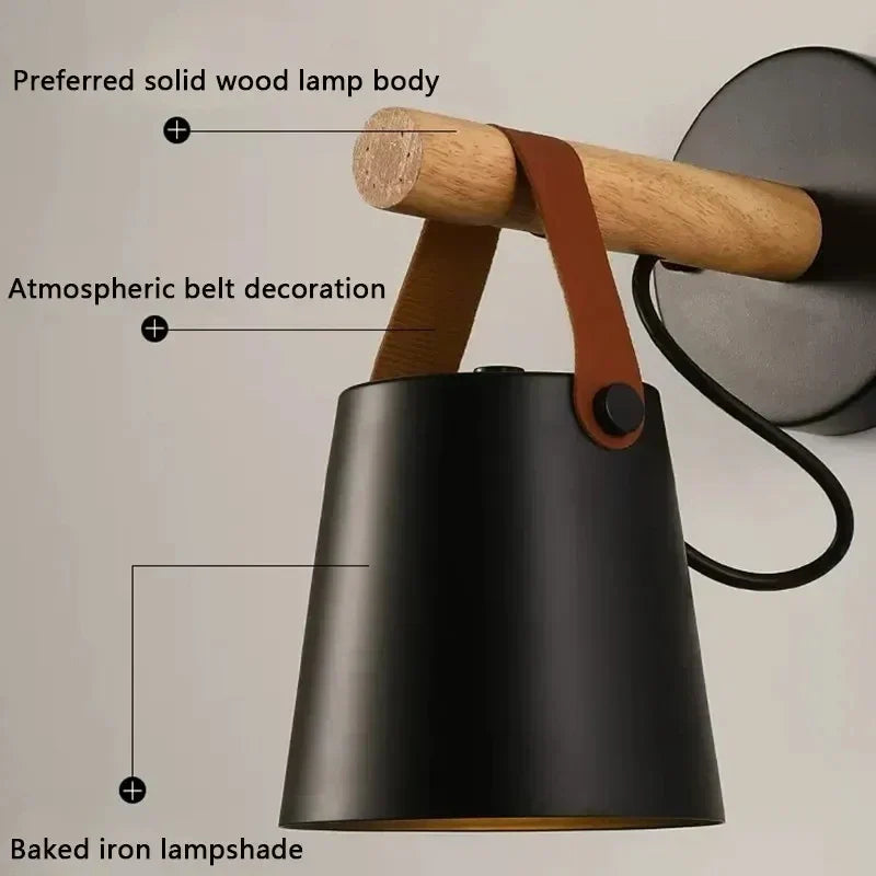 NordicGlow Light - Tre LED Vegglampe med Lærdetaljer Skanto