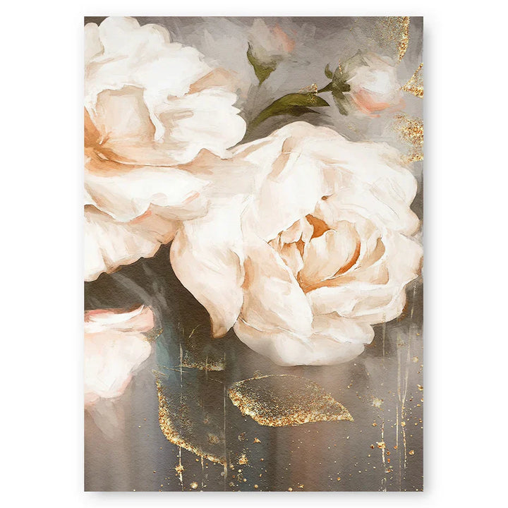 Pink Beige Petals Large Floral Wall Art Fine Art Canvas Prints Elegant Abstract Botanical Picture For Living Room Bedroom Art Decor | Skanto