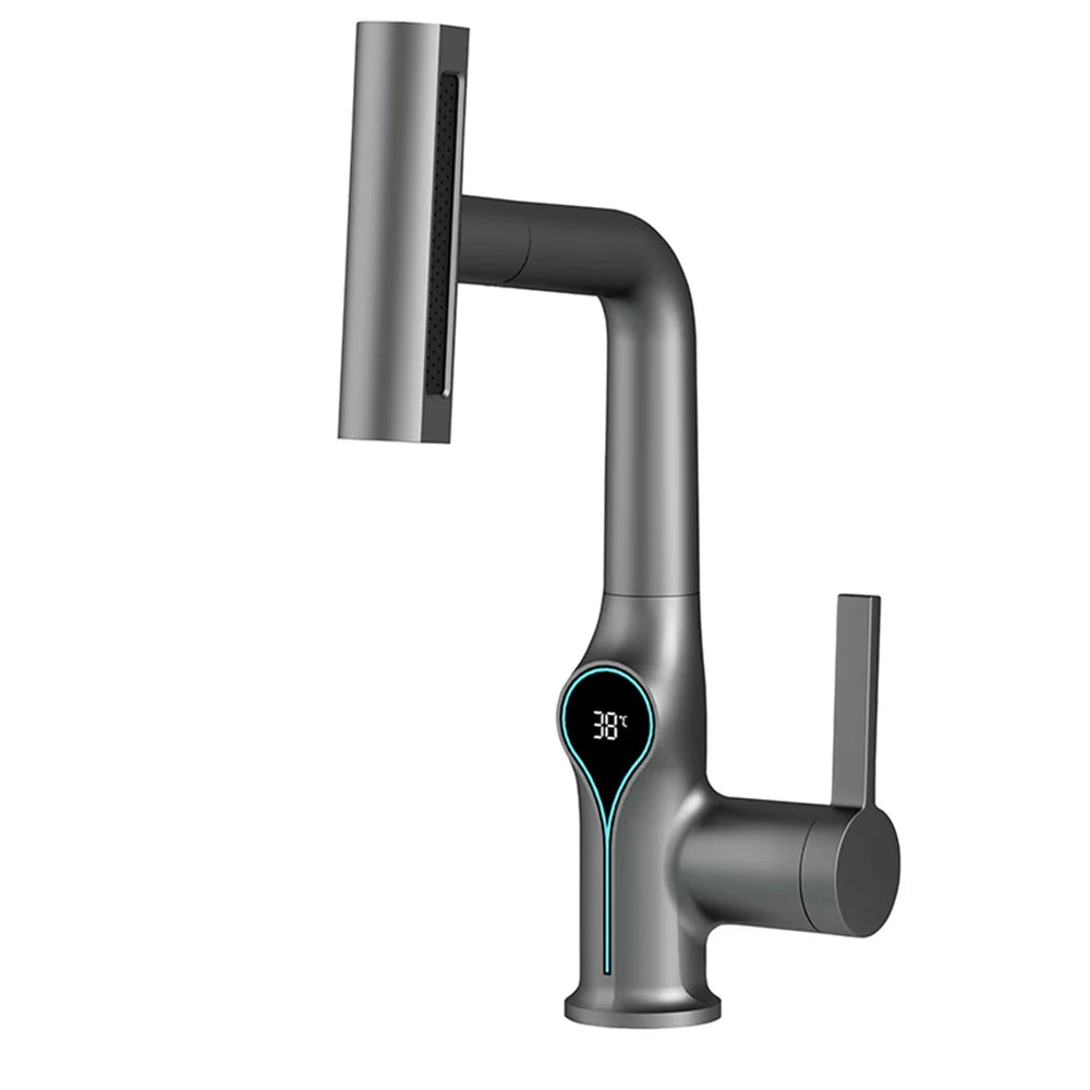 Skanto | Kran med fossefallmunnstykke, temperaturvisning og justerbar sprayer