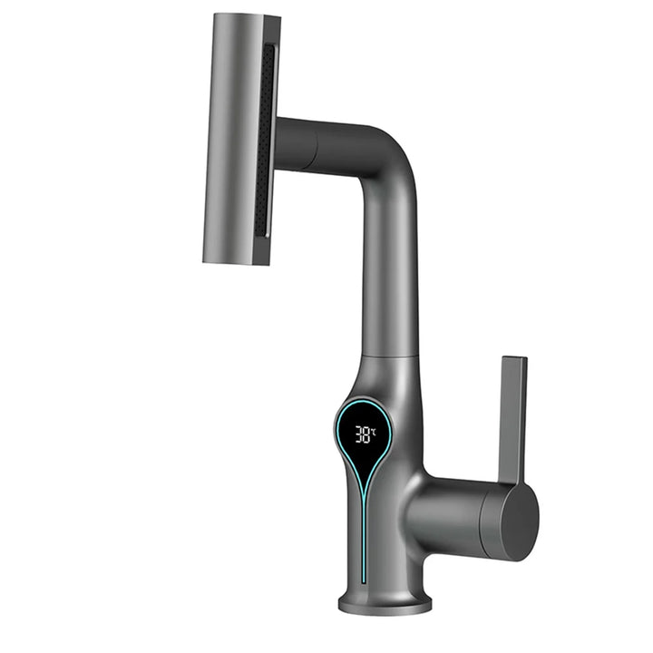 Skanto | Kran med fossefallmunnstykke, temperaturvisning og justerbar sprayer