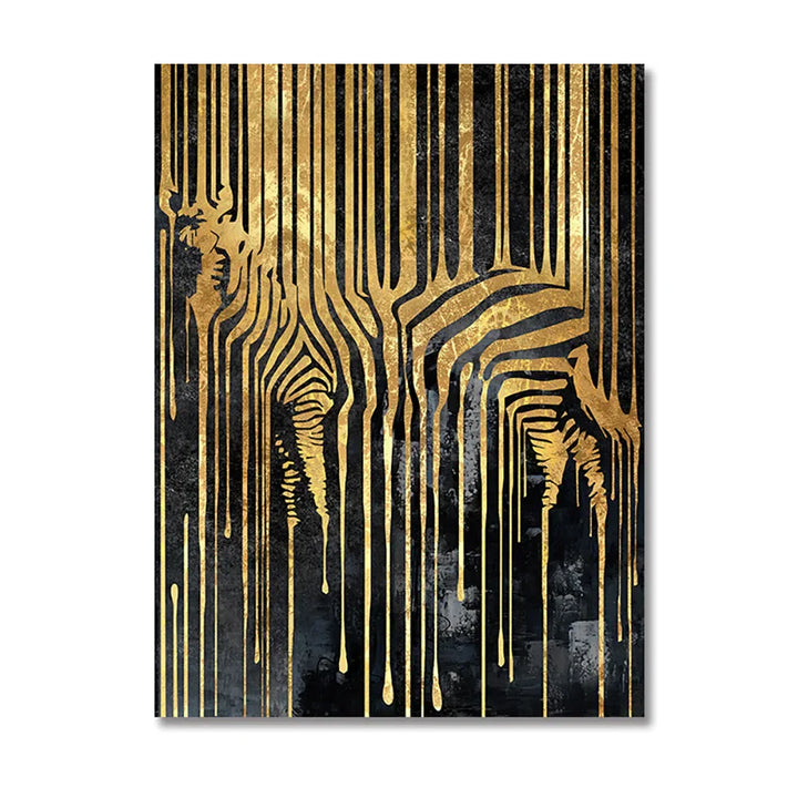 Modern Abstract Golden Zebra Lines Lion Elephant Tiger Wall Art Fine Art Canvas Prints Pictures for Luxury Apartment Living Room Dining Room Art Decor | Skanto