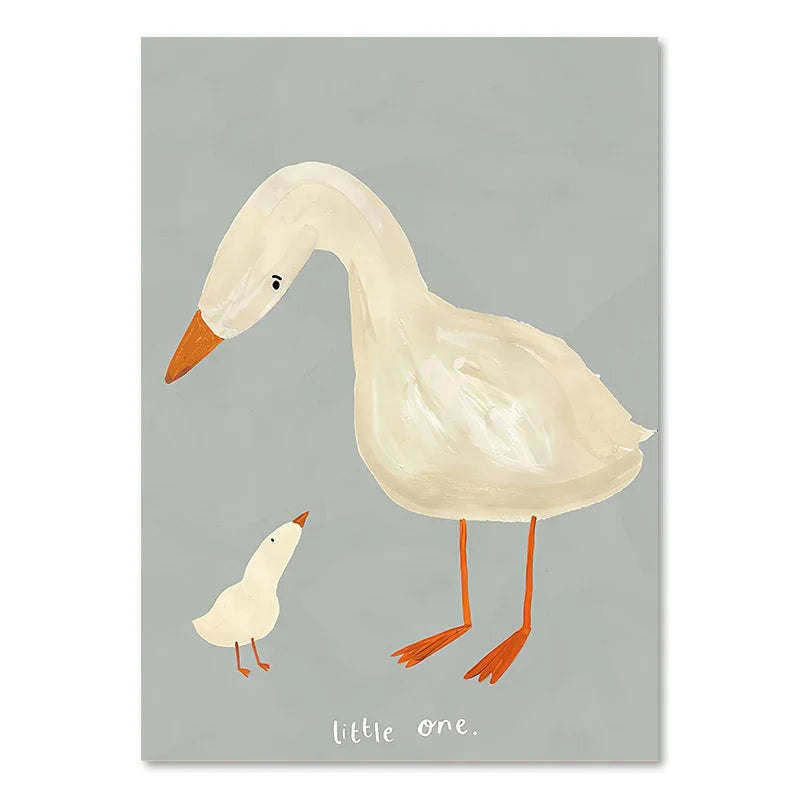 Cute Baby Animals Kids Room Wall Art Illustrations Fine Art Canvas Prints Goose Mouse Lion Polar Bear Posters For Baby Room Wall Decor | Skanto