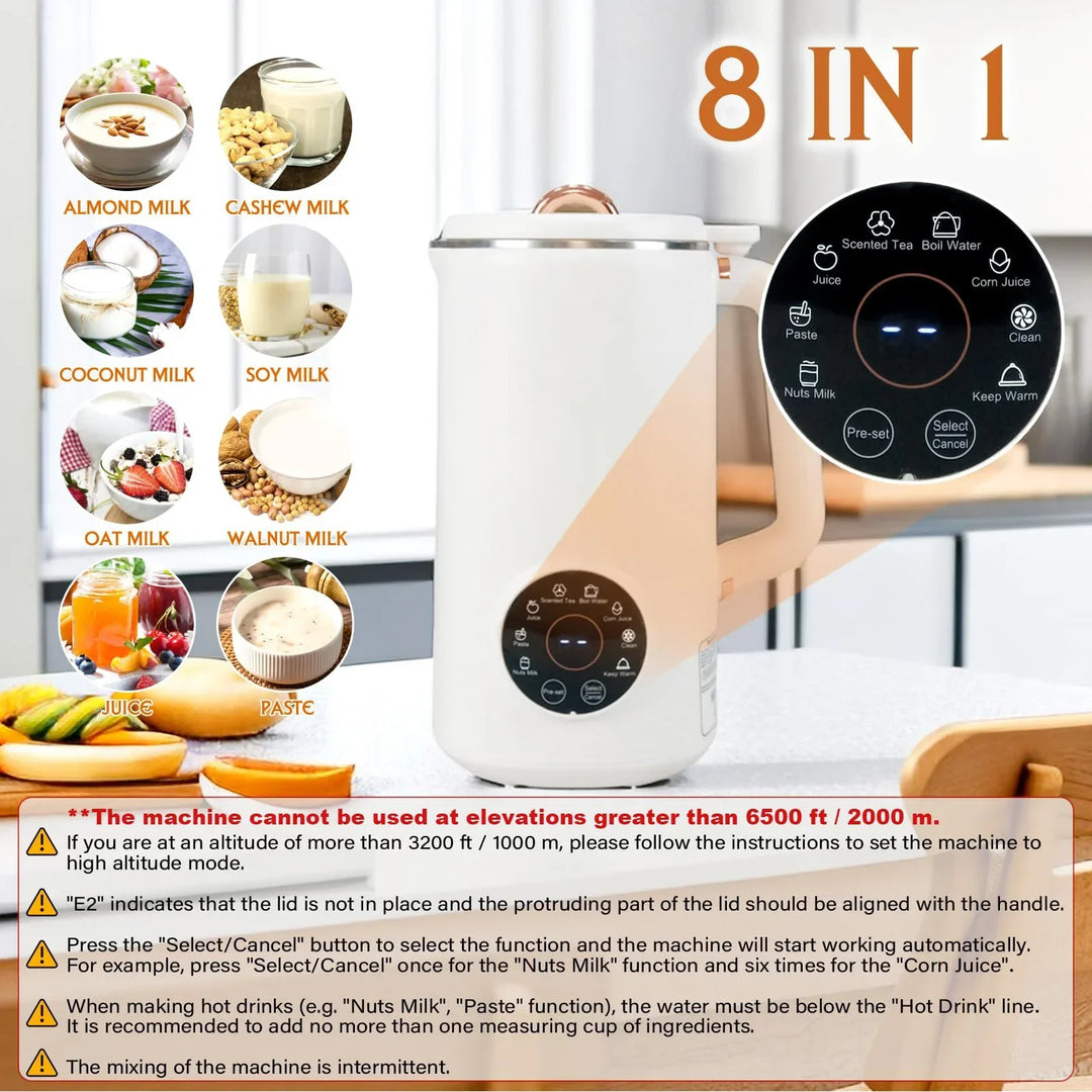 Skanto | PlantPure Plante Melk Maker 8-i-1 | For Nøtt, Havre & Soyamelk | 1000 ml Kapasitet | BPA-fri