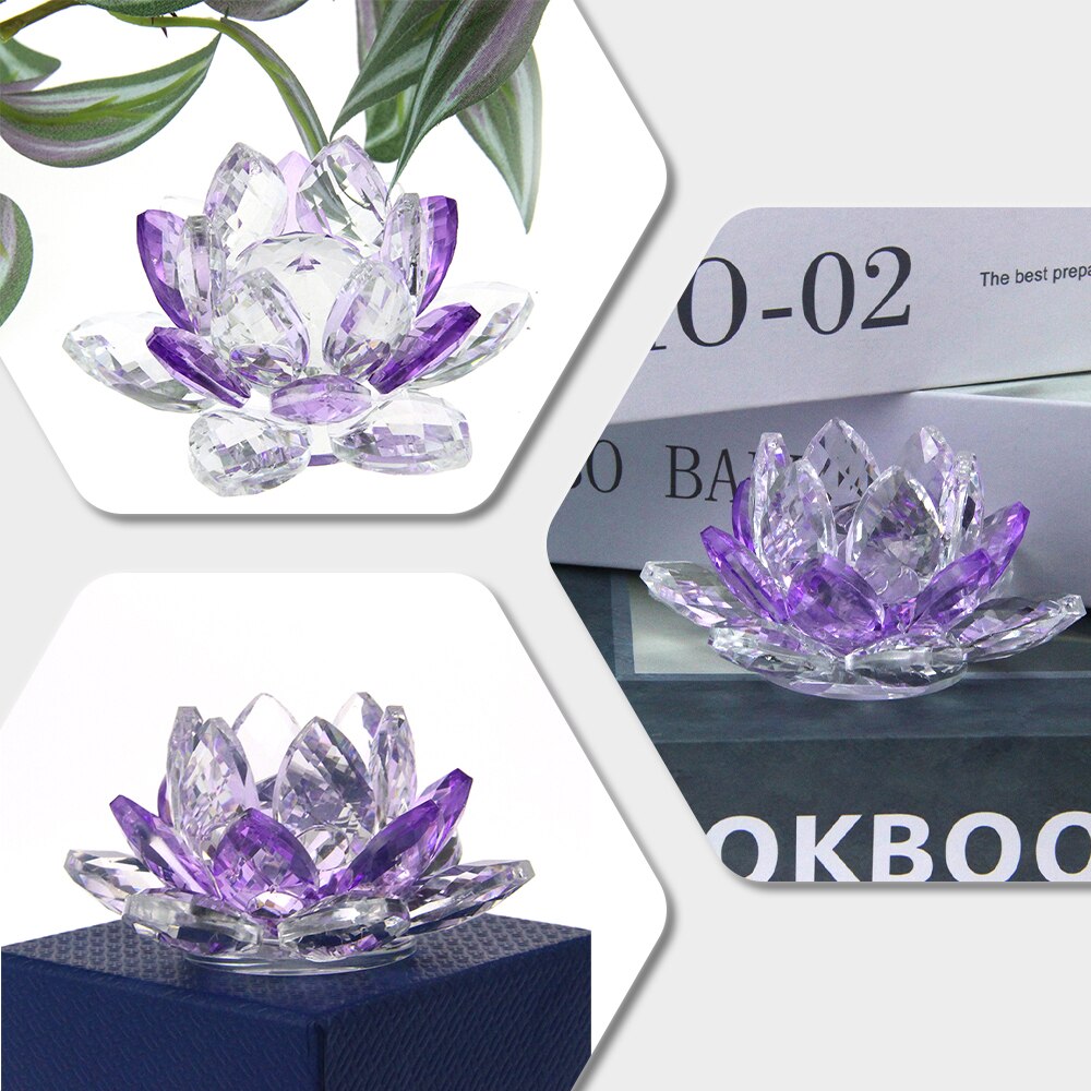 Skanto | Crystal Lotus Flower Craft Glass Paperweight Home Decoration Ornaments Figures Home Wedding Party Decor Gifts Souvenir