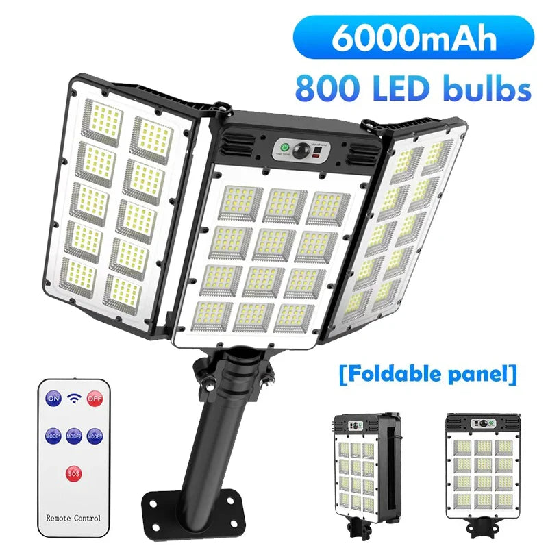 Norvo | Solar Vegglampe LumiSeca | 800 LED-lamper Super Bright | Med bevegelsessensor | 3 lysmoduser | Vanntett for hage og utendørs