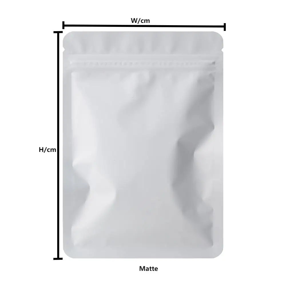 Skanto | 100PCS Dobbeltsidige Frosted Mylar Poser - Flat Bunn, Vanntett, Varmeforseglede Aluminiumsfolie Glidelåsposer