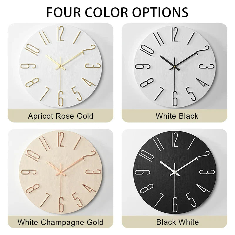 Treveggklokke uten ramme – skandinavisk stil – veggdekorasjon for stuen og soverommet