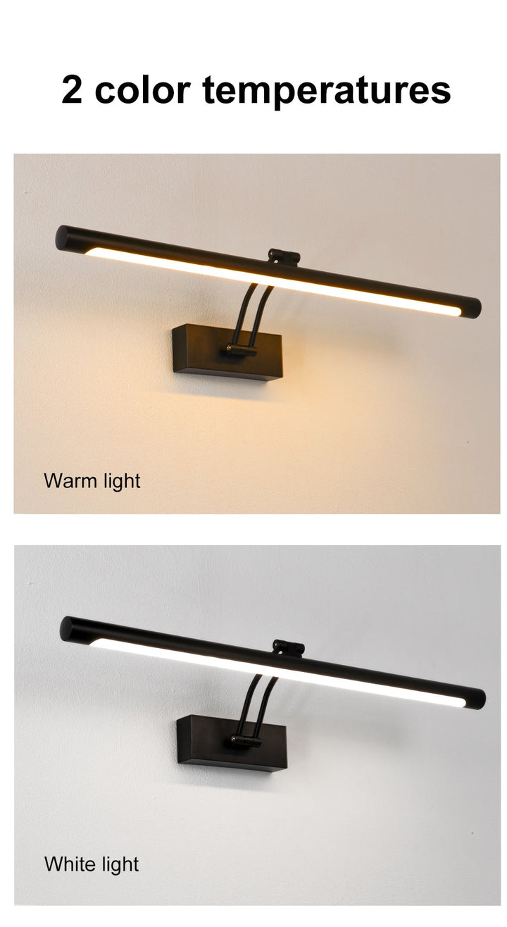 Skanto | 80-100cm LED vegglampe - Moderne svart/sølv veggbelysning til badet, innvendig montert bilde lys