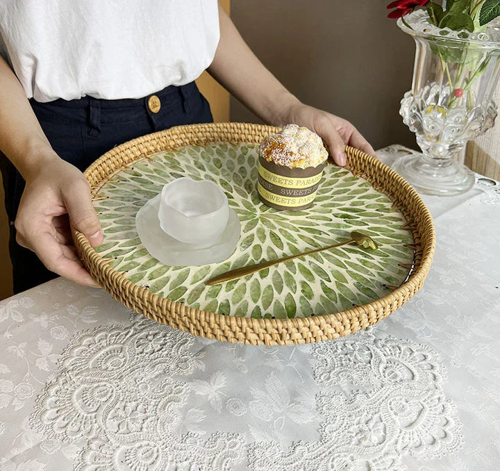 Skanto | Lotus Leaf Rattan & Shell Fruktbolle Brett