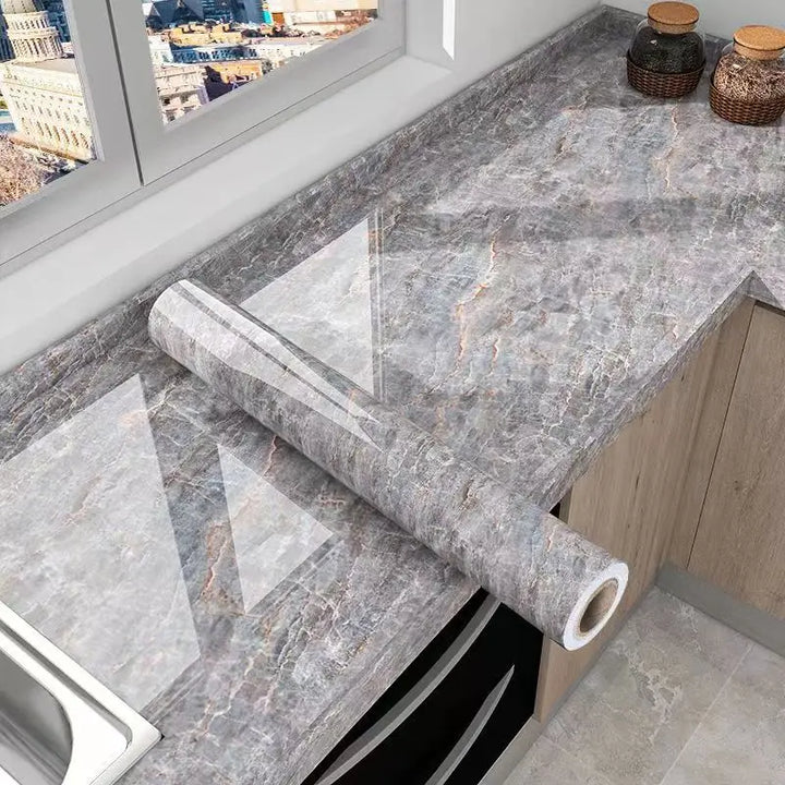 Skanto | Marmor Kjøkken Olje-proof Folie - Selvklebende vanntett Tapet for Komfyr, Benkeplate, Skap, Fliser Renovering