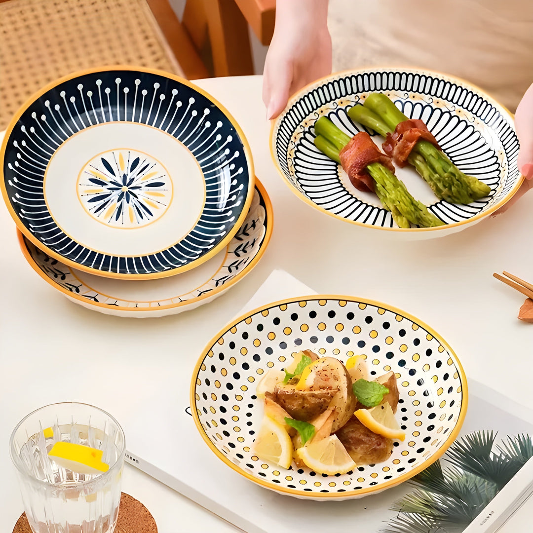 Porselen Tallerken Sett Håndmalt – Elegant og Dekorativ | Perfekt for Hverdag og Spesielle Anledninger | Skanto