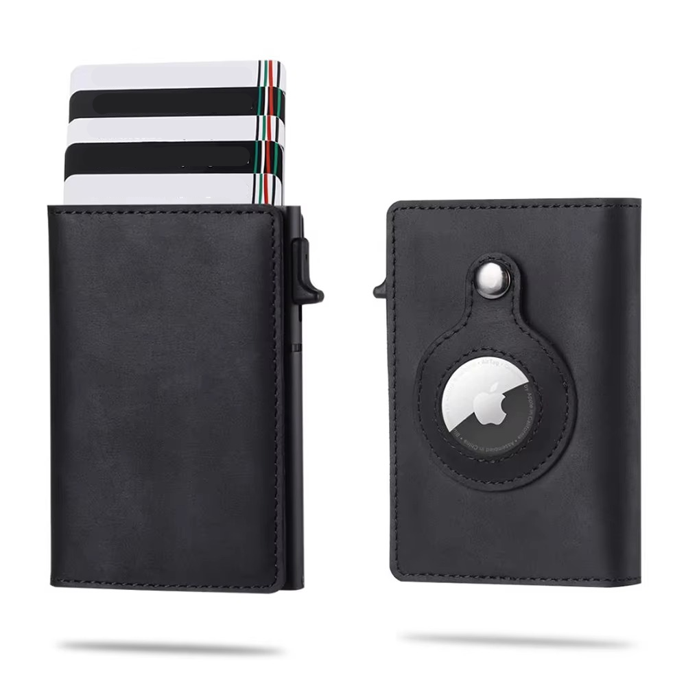 Skanto | Tag Wallet – RFID-blokkerende lær lommebok med rask korttilgang og AirTag-lomme